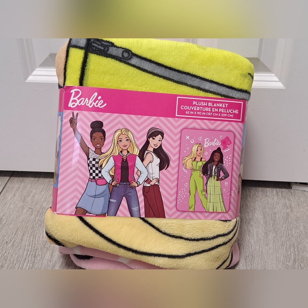 Barbie Plush Blanket with Yellow and Black Accents